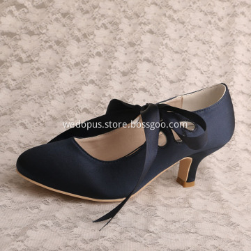 Navy Blue Prom Shoes Kitten Heel